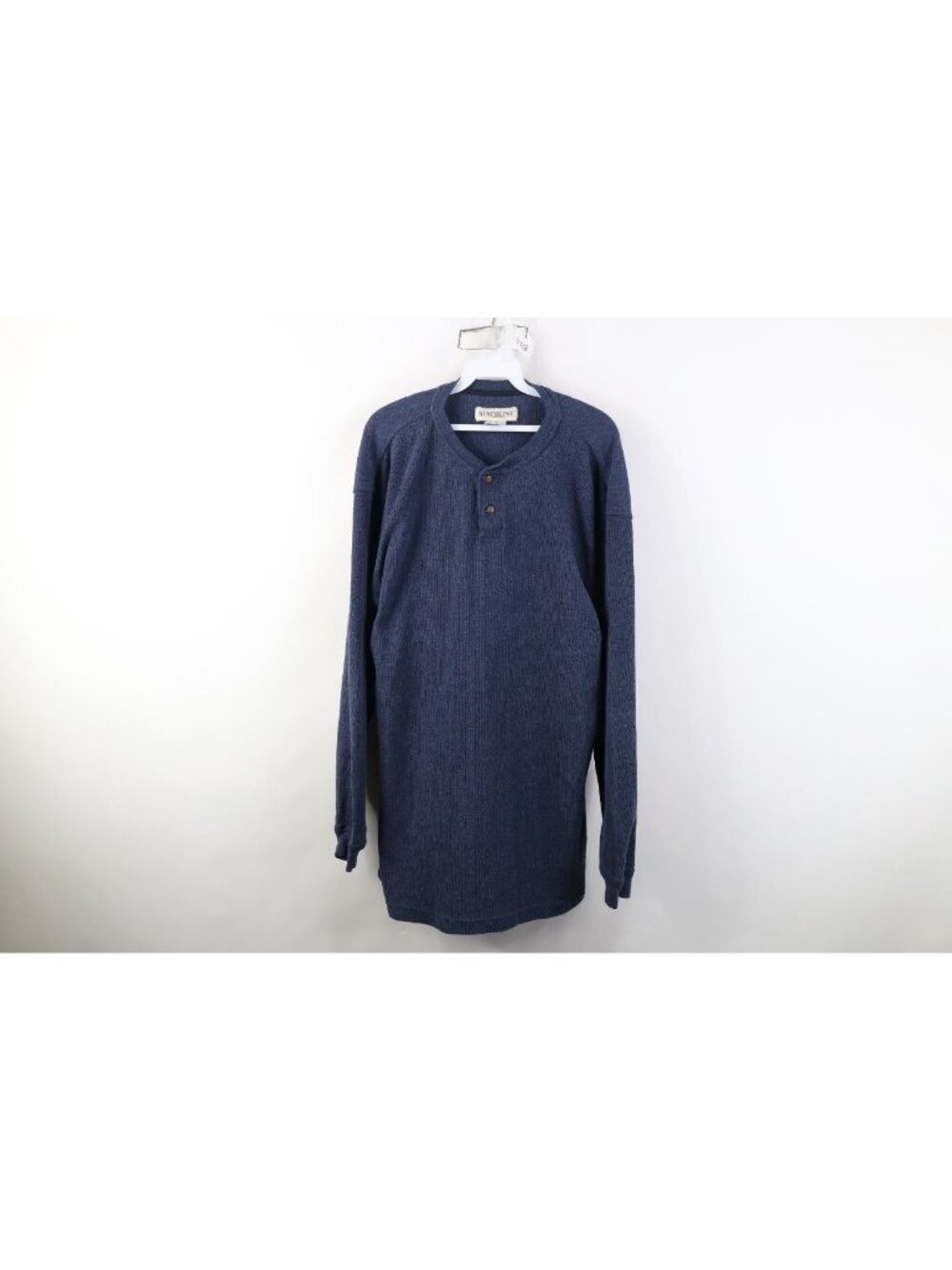 Vintage 90s Streetwear Mens Large Tall Faded Blank Thermal Knit Henley T-Shirt